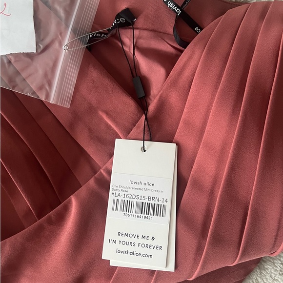 Stunning One Shoulder Pleated Midi Dress in Dusty Rose - Picture 8 of 8